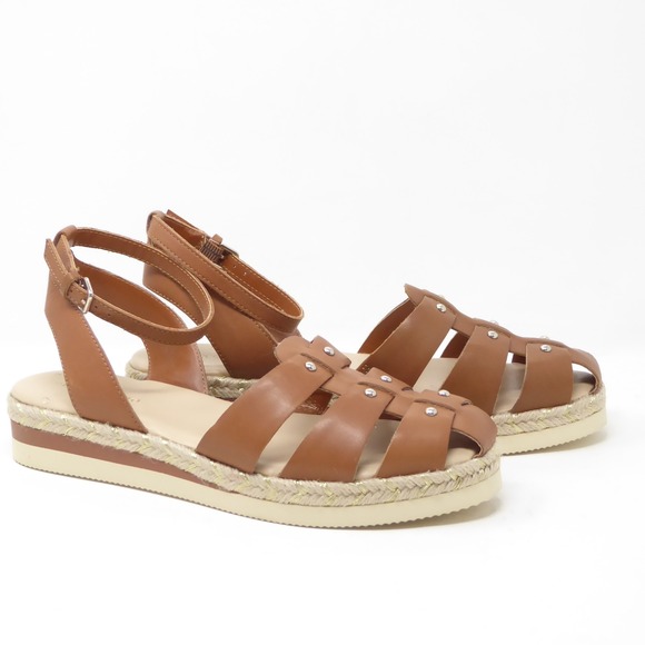 Vince Camuto Womens Broica Brown Leather Espadrille Wedge Sandals Size 8.5M - Picture 1 of 8
